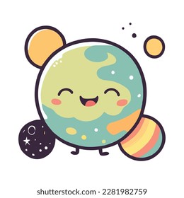 Cute-Earth-Planet lächelt im isolierten Raum