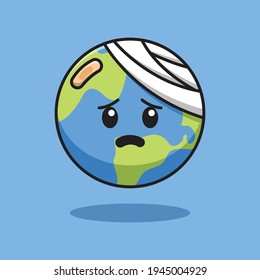 cute earth is sick cartoon