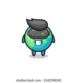 cute earth using VR headset , cute design
