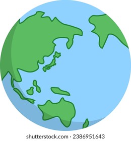 Ilustración vectorial de la tierra. Un mapa centrado en Japón.
