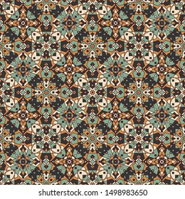 Cute Earthy Kaleidoscope Seamless Pattern