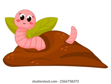 Cute eartworm character sitting
