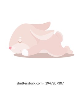 Cute easte bunny vector illustration. Pink cartoon rabbit character design.