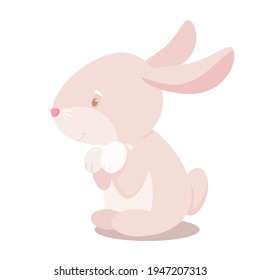 Cute easte bunny vector illustration. Pink cartoon rabbit character design.