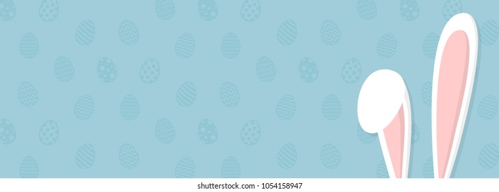 Cute Easter background with bunny and copyspace. Vector.