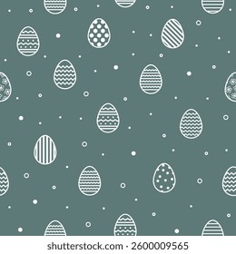Cute Easter background in modern minimalist style. Design of a seamless texture with ornate eggs. Vector illustration