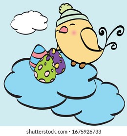 Cute Easter birds in love. Spring illustrations for baby and motherhood shop