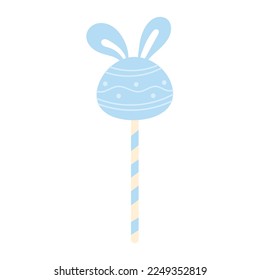 Cute easter blue candy with bunny ears in scandinavian style for decoration, sweets design element for gift cards or children clothings