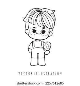 cute easter boy vector illustration