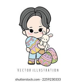 cute Easter boy vector illustration