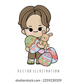 cute Easter boy vector illustration