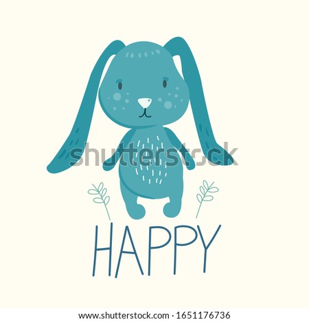cute easter bunnies, childish illustration