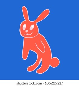 Cute Easter bunnies. Hand drawn vector illustration in doodle style. Festive characters. Line art drawing