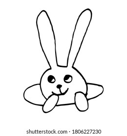 Cute Easter bunnies. Hand drawn vector illustration in doodle style. Festive characters. Line art drawing