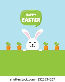 Cute Easter bunnies happy Easter sign- Vector illustration