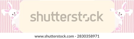 Cute Easter Bunny Banner with Pink Stripes and Blank Copy Space
