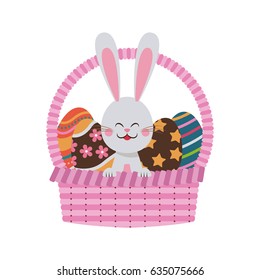 cute easter bunny basket egg celebration party