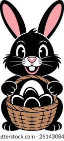 Cute easter bunny with basket of eggs