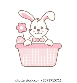 Cute Easter Bunny in a Basket Illustration