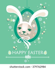 Cute Easter bunny. Beautiful Spring card.