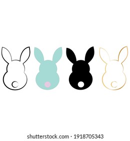 Cute Easter bunny in blue color. Volume a rabbit for Easter. Rabbit for Easter decor.