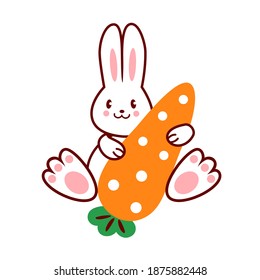 Cute Easter Bunny Carrot Vector Cartoon Stock Vector (Royalty Free ...