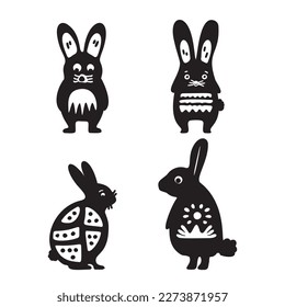 Cute easter bunny cartoon clipart. Vector rabbit motif.