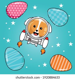 cute easter bunny celebrating easter mascot character