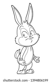 Cute easter bunny celebration isolated black and white