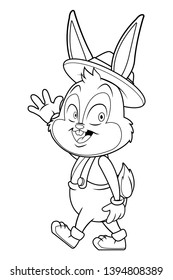 Cute easter bunny celebration isolated black and white
