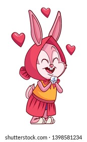 Cute easter bunny celebration in love isolated