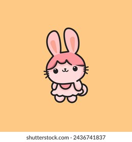 Cute Easter bunny character vector, bunny icon, cute bunny cartoon for Easter day stickers 