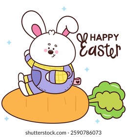 Cute easter bunny clipart drive carrot farm boy. Kawaii animals rabbit egg hunting (whimsical characters). Pet farm Spring activities holiday. Make a wish for baby t shirt fairy tale book, celebration