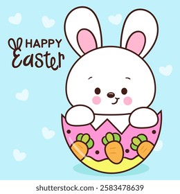 Cute easter bunny clipart in easter egg carrot theme baby boy. Kawaii animals rabbit egg hunting (whimsical characters). Pet farm Spring activities holiday. Make a wish for baby t shirt fairy tale.