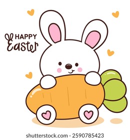 Cute easter bunny clipart hug big carrot. Kawaii animals rabbit egg hunting (whimsical characters). Pet farm Spring activities holiday. Make a wish for baby t shirt fairy tale book, celebration party.