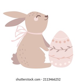 Cute Easter bunny clipart. Spring vector illustration.