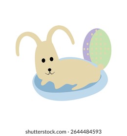 Conejito de Pascua lindo con ilustración de huevo colorido