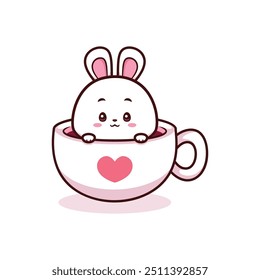 cute easter bunny in a cup illustration vector