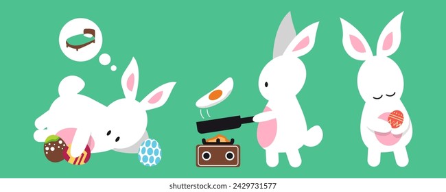 cute easter bunny daily life. Easter egg clipart