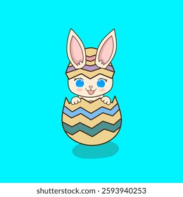 Cute Easter Bunny in Decorative Egg