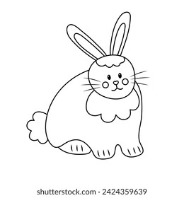 Cute Easter bunny. Doodle rabbit. Vector linear illustration.