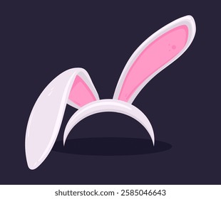 Cute Easter bunny ears. Little bunny ears party costume band, Easter rabbit ears mask flat vector illustration. Cartoon Bunny ears