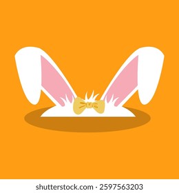 Cute Easter bunny ears peeking out from burrows with a yellow bow. A fun and festive illustration perfect for holiday decor, greeting cards, and digital designs.