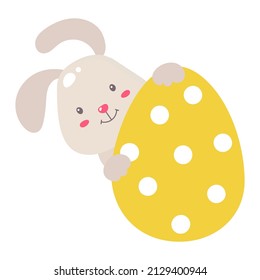 Hermoso de Pascua con huevo. Ilustración vectorial de dibujos animados. Feliz tarjeta de Pascua. Ideal para invitación, afiche, tarjeta de saludo, pegatina, impresión. 