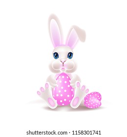 Cute easter bunny with an egg. Colorful vector illustration.