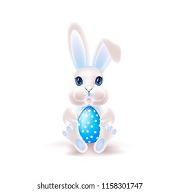 Cute easter bunny with an egg. Colorful vector illustration.