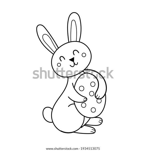 Cute Easter Bunny Egg Coloring Page Stock Vector (Royalty Free ...