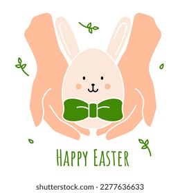 Cute easter bunny egg. Vector illustration for banner, poster, greeting card, invitation, print on holiday souvenir products