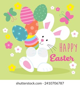 Cute Easter Bunny with egg vector image