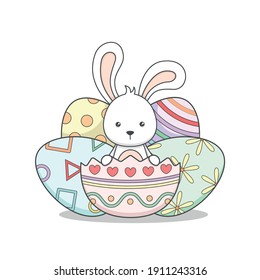 cute easter bunny and eggs